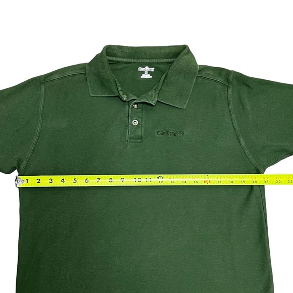 Carhartt Men Polo Shirt Men’s Medium Green Collared Spellout Logo Embroidered M - Picture 5 of 12
